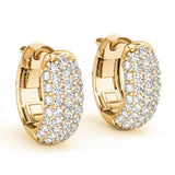 3/8 ctw .5 Inch 5 Row Pave Earrings — Yellow Gold