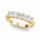 1 1/3 ctw 5 Stone Band Princess Cut — Yellow Gold