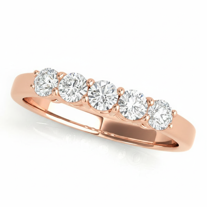 3/4 ctw 5 Stone Straight Band — Rose Gold