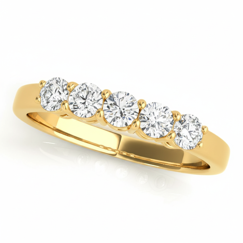 3/4 ctw 5 Stone Straight Band — Yellow Gold