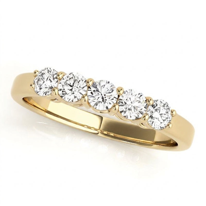 3/4 ctw 5 Stone Straight Band — Yellow Gold