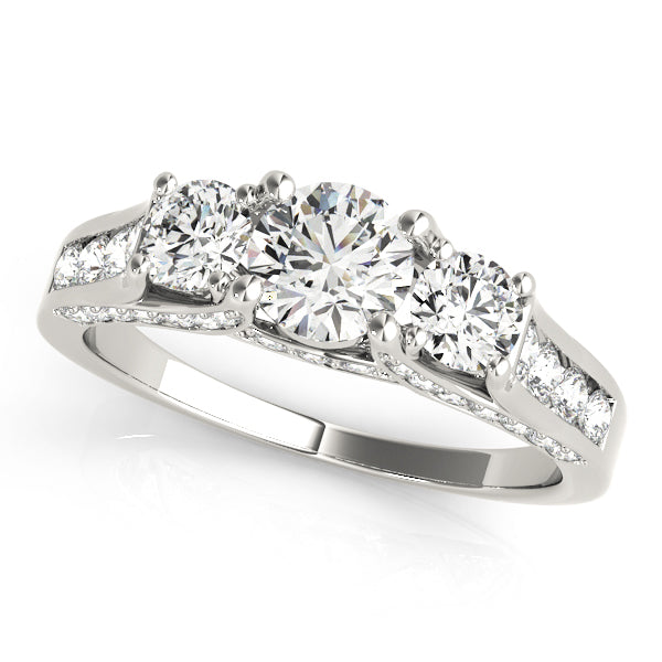 3 Stone Round Engagement Ring