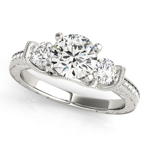3 Stone Round Engagement Ring