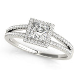 Square Halo Cushion Engagement Ring