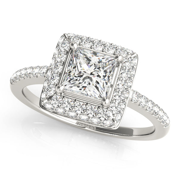 Square Halo Cushion Engagement Ring