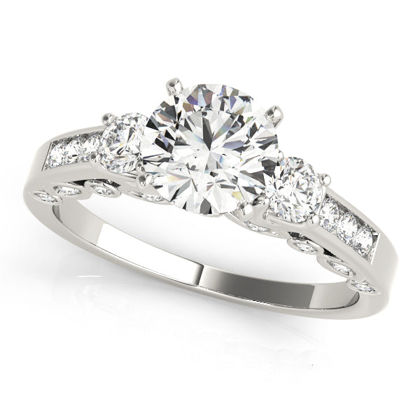 3 Stone Round Engagement Ring