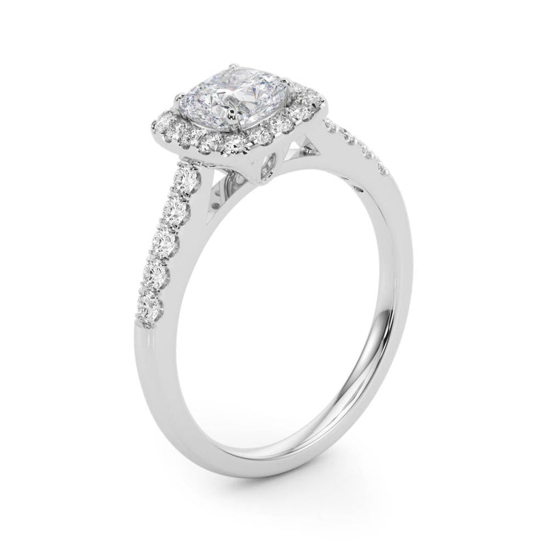 Halo Square & Cushion Engagement Ring (50778-E-1/2)
