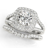 Cushion Halo Round Center Engagement Ring (50848-E-B)