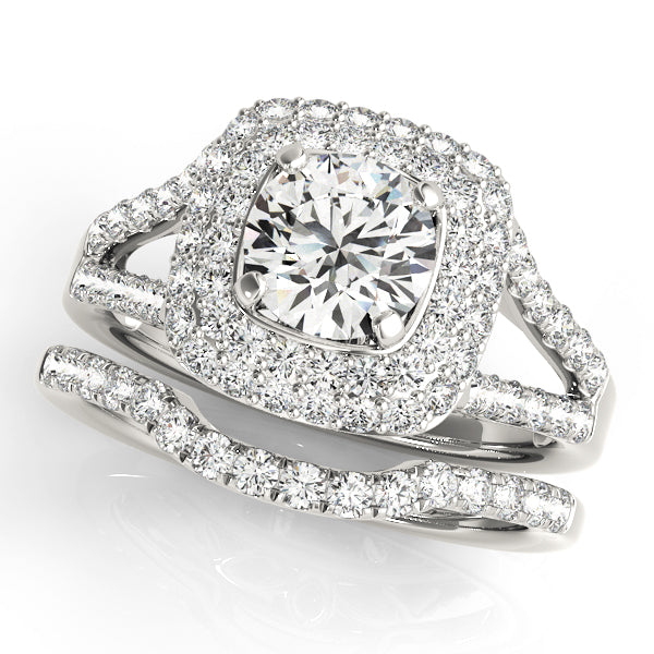 Cushion Halo Round Center Engagement Ring (50848-E-B)