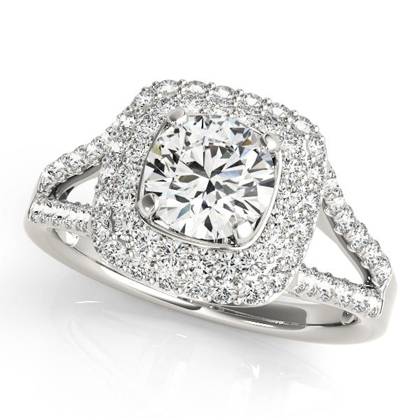 Cushion Halo Round Center Engagement Ring (50848-E-B)