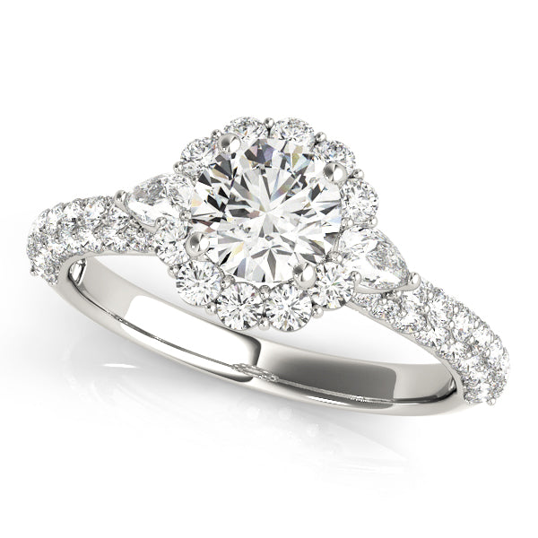 Round Pave Mult Row Engagement Ring