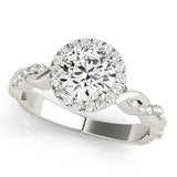 Round Braided Shank With Halo Head Engagement Ring
