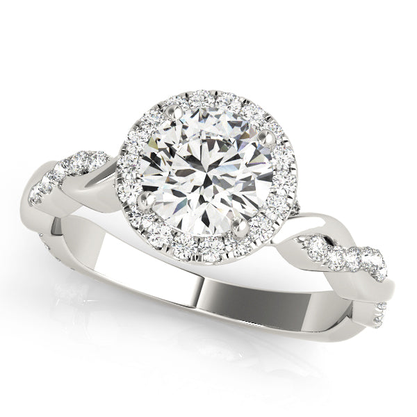 Round Braided Shank With Halo Head Engagement Ring
