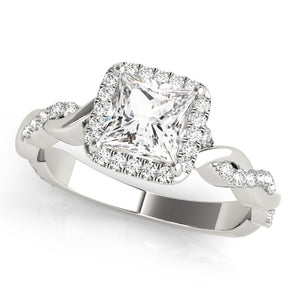 Square Braided Shank With Princess Cut Halo Head Engagement Ring