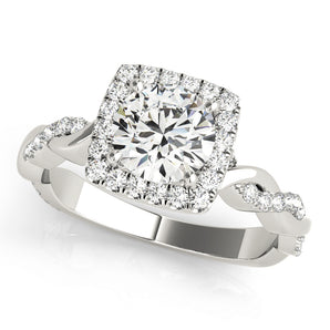 Round Braided Shank With Cushion Halo Engagement Ring