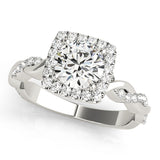 Round Braided Shank With Cushion Halo Engagement Ring