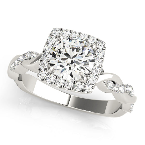 Round Braided Shank With Cushion Halo Engagement Ring