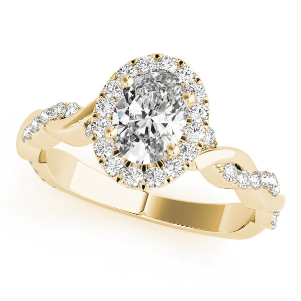Braided Shank With Oval Halo Head Engagement Ring (51084-E)