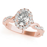 Braided Shank With Oval Halo Head Engagement Ring (51084-E)