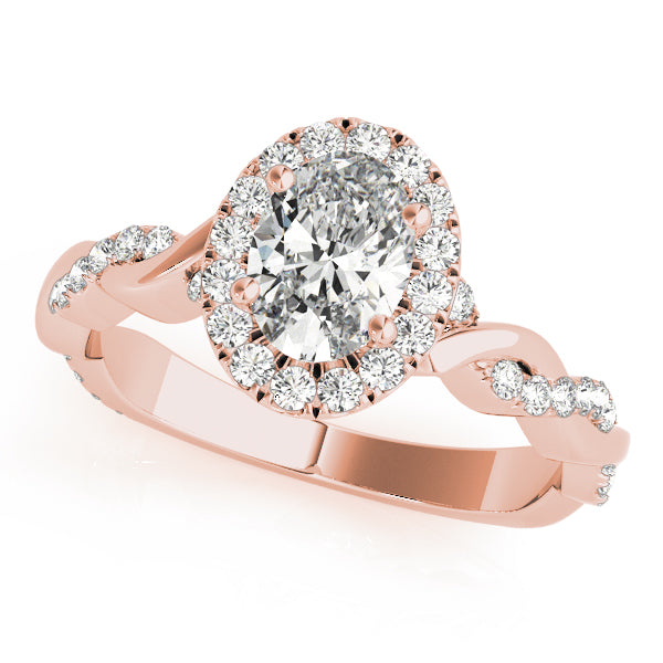 Braided Shank With Oval Halo Head Engagement Ring (51084-E)