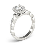 Braided Shank With Oval Halo Head Engagement Ring (51084-E)