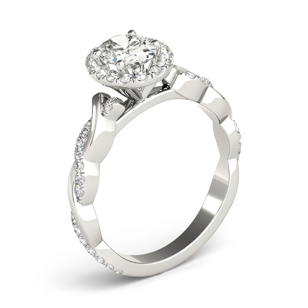 Braided Shank With Oval Halo Head Engagement Ring (51084-E)