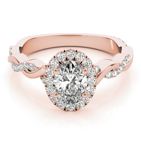 Braided Shank With Oval Halo Head Engagement Ring (51084-E)