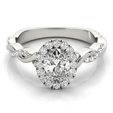 Braided Shank With Oval Halo Head Engagement Ring (51084-E)