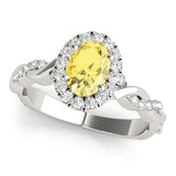 Braided Shank With Oval Halo Head Engagement Ring (51084-E)