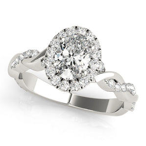 Braided Shank With Oval Halo Head Engagement Ring (51084-E)