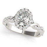 Braided Shank With Oval Halo Head Engagement Ring (51084-E)