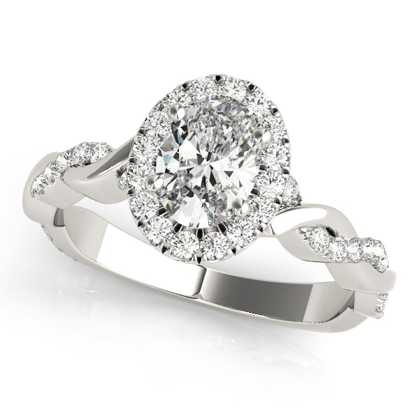 Braided Shank With Oval Halo Head Engagement Ring (51084-E)