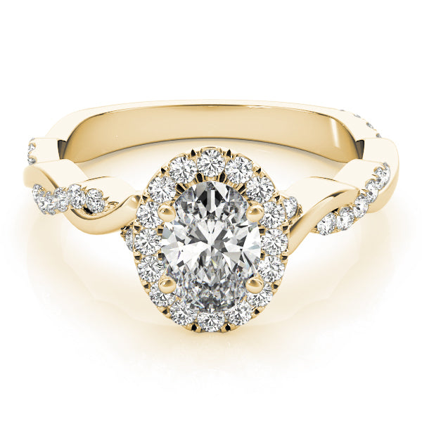 Braided Shank With Oval Halo Head Engagement Ring (51084-E)