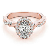 Braided Shank With Oval Halo Head Engagement Ring (51084-E)