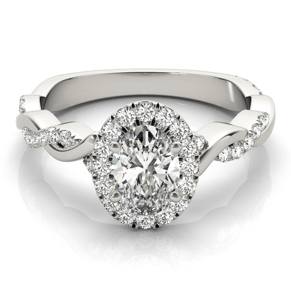 Braided Shank With Oval Halo Head Engagement Ring (51084-E)