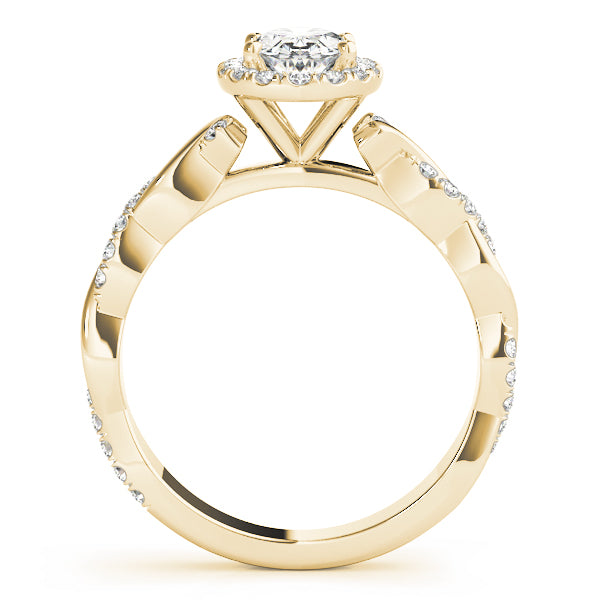 Braided Shank With Oval Halo Head Engagement Ring (51084-E)