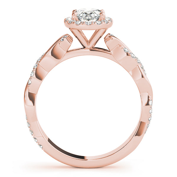 Braided Shank With Oval Halo Head Engagement Ring (51084-E)