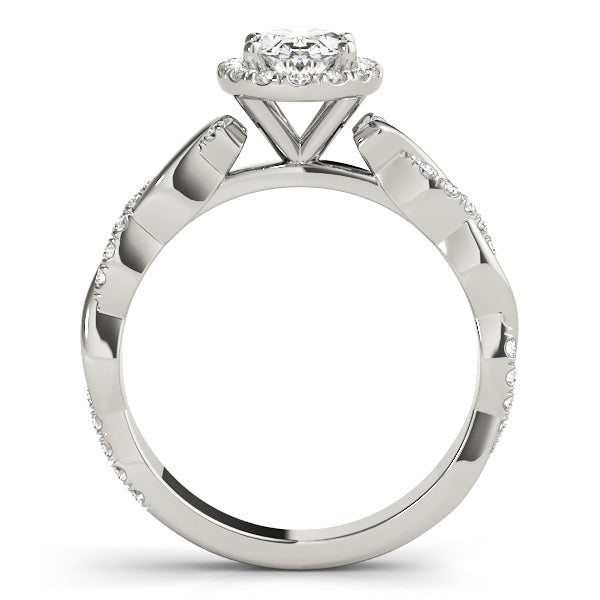 Braided Shank With Oval Halo Head Engagement Ring (51084-E)