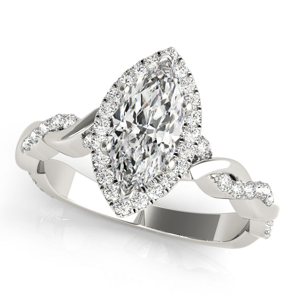 Marquise Braided Shank With Halo Head Engagement Ring (51085-E)