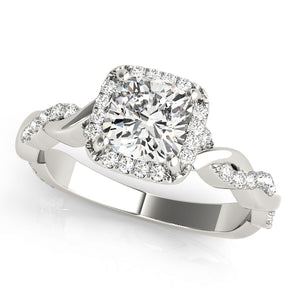 Cushion Braided Shank With Halo Head Engagement Ring