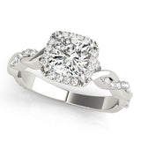 Cushion Braided Shank With Halo Head Engagement Ring