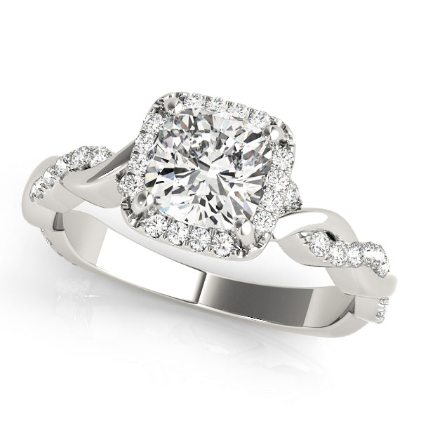 Cushion Braided Shank With Halo Head Engagement Ring