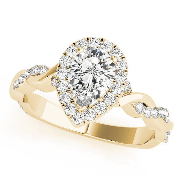 Braided Shank With Pear Halo Head Engagement Ring (51087-E)