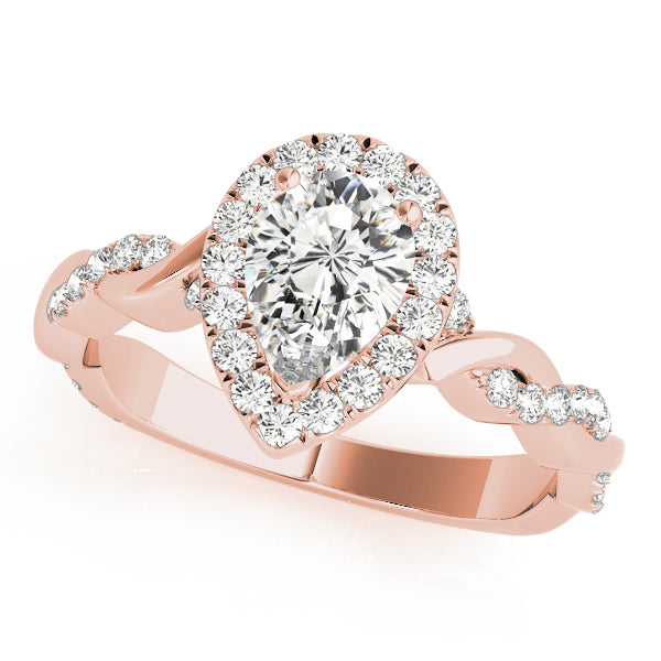 Braided Shank With Pear Halo Head Engagement Ring (51087-E)