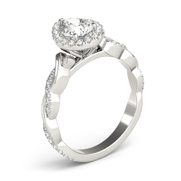 Braided Shank With Pear Halo Head Engagement Ring (51087-E)