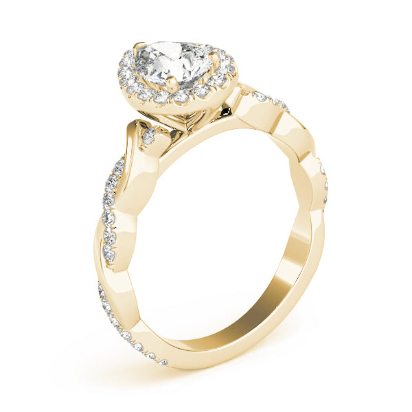 Braided Shank With Pear Halo Head Engagement Ring (51087-E)