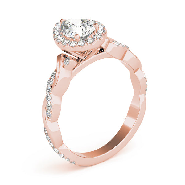 Braided Shank With Pear Halo Head Engagement Ring (51087-E)