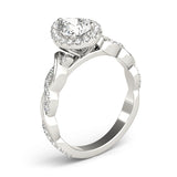 Braided Shank With Pear Halo Head Engagement Ring (51087-E)