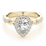 Braided Shank With Pear Halo Head Engagement Ring (51087-E)