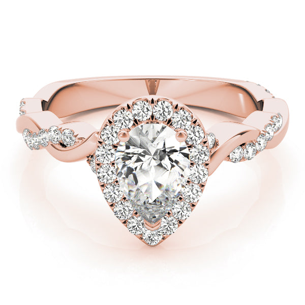 Braided Shank With Pear Halo Head Engagement Ring (51087-E)